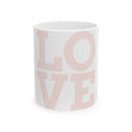 Love Block Ceramic Mug — Minimal Pink LOVE Coffee Cup (11oz, 15oz)