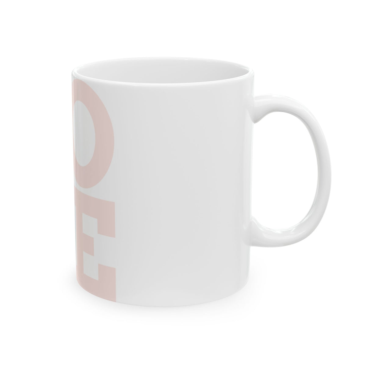 Love Block Ceramic Mug — Minimal Pink LOVE Coffee Cup (11oz, 15oz)