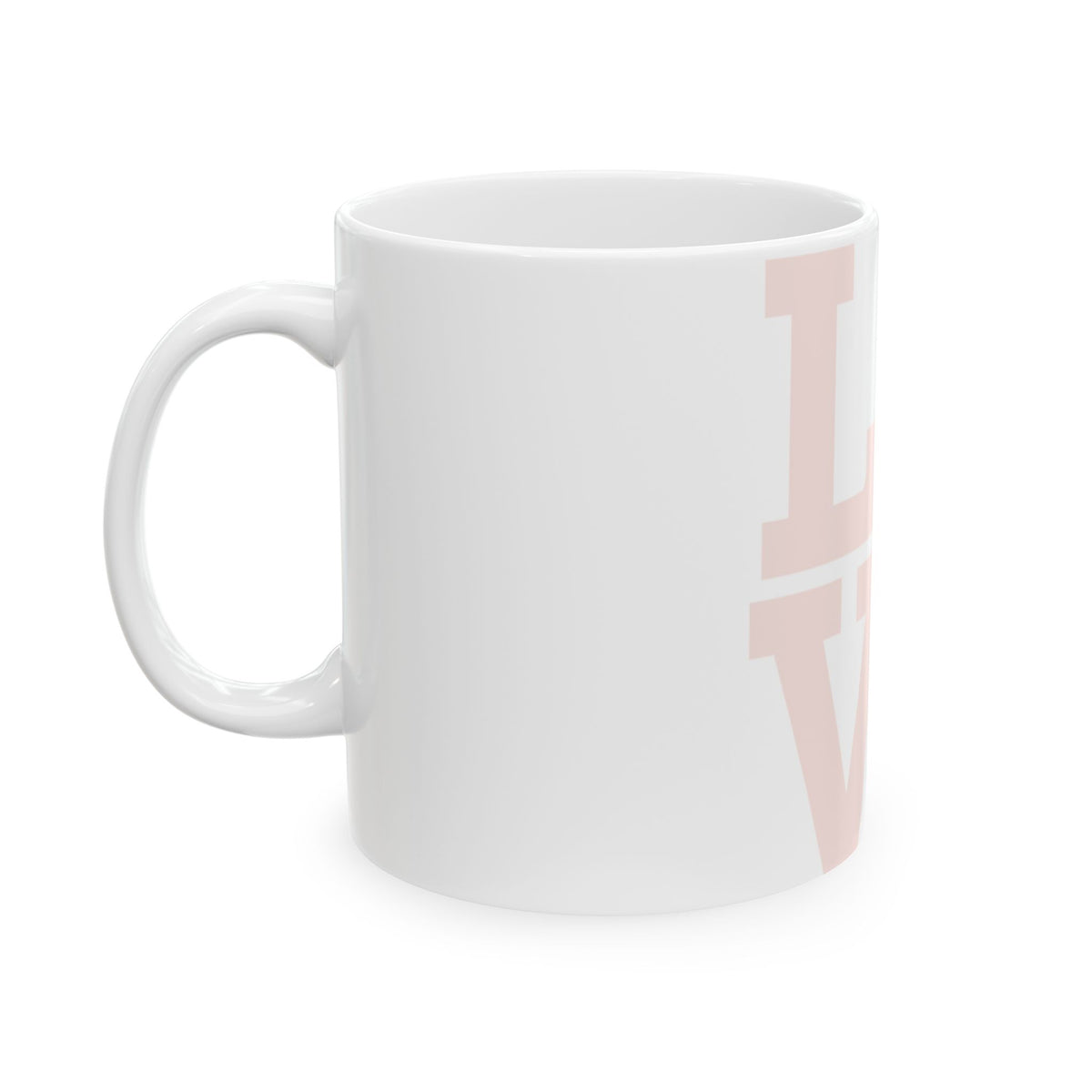 Love Block Ceramic Mug — Minimal Pink LOVE Coffee Cup (11oz, 15oz)
